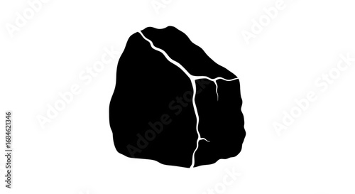 black rock silhouette cracked stone, geology, nature, minimalist icon