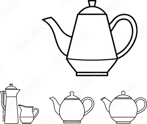 Teapot vector illustration teaware kitchenware outline design art