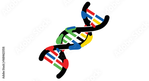 colorful dna double helix genetics, science, biology, medical research, healthcare