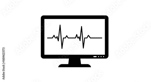 computer screen displaying a heartbeat ekg rhythm, medical health monitoring technology