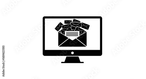 computer screen showing overflowing inbox emails, digital communication overload, email marketing concept
