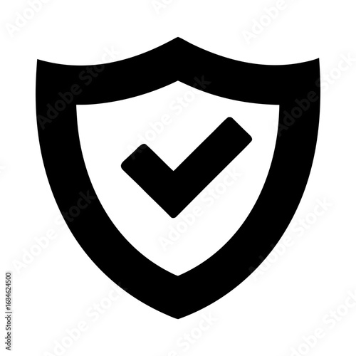 Shield checkmark security approved protection safe silhouette vector illustration