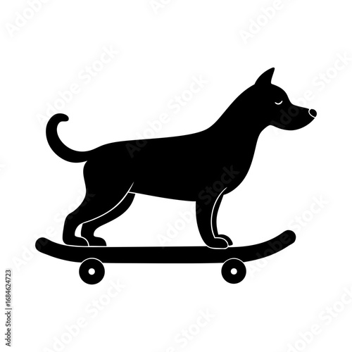 Dog skateboard pet animal canine ride sport fun silhouette vector illustration