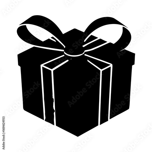 Present box ribbon celebration package gift surprise silhouette vector illustration