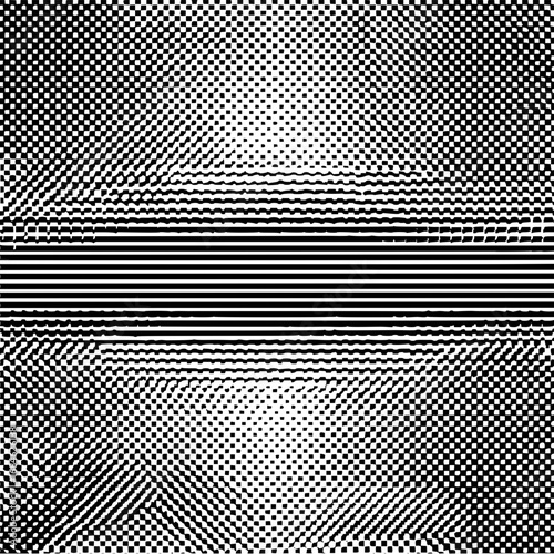 Abstract optical illusion with horizontal lines and checkered patterns creating a visual effect
