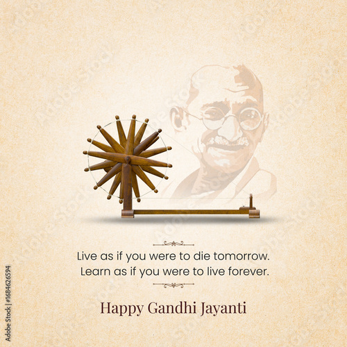 Happy Gandhi Jayanti, 2nd October with Gandhiji Charkha