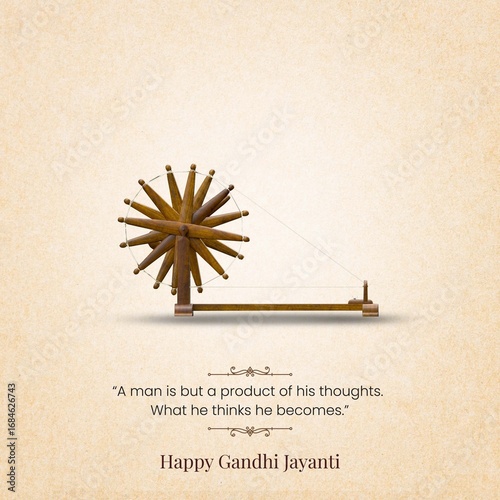 Foto Happy Gandhi Jayanti, 2nd October with Gandhiji Charkha