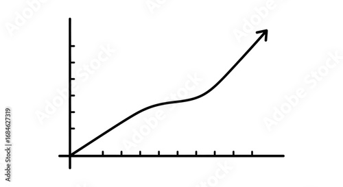 handdrawn growth chart, upward trend, exponential increase, progress, success, development, diagram