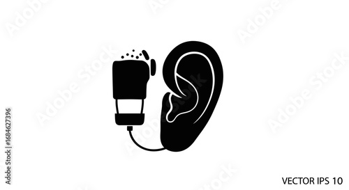 hearing test device, ear examination, audiology, medical icon, healthcare symbol, ent, listening, 