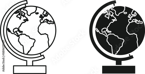 Globe vector illustration world map icon geography earth travel