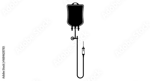 iv bag, medical drip, hospital, healthcare, intravenous, fluid, treatment, medicine, health, medical, line art, black and white, simple, minimalist, graphic design