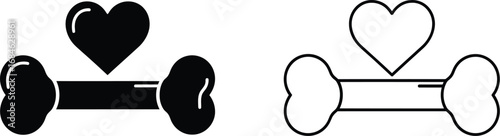 Dog bone with heart vector illustration pet love symbol icon
