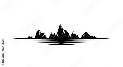 majestic mountains silhouette lake and peak reflection, nature, landscape, serenity, wilderness, graphic design