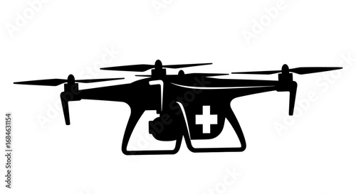 medical drone delivery service, quadcopter aircraft, emergency aid, first aid, rapid response, aerial support, technology innovation, healthcare, life saving