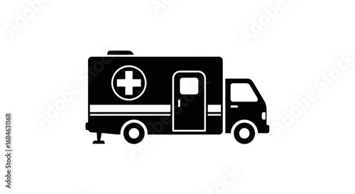 medical emergency vehicle icon black silhouette ambulance illustration