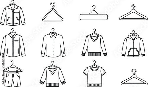 Clothing apparel vector icons fashion outfit wardrobe collection