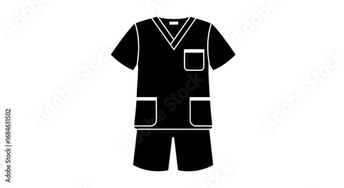 medical scrub set black shortsleeve top and shorts uniform