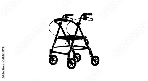 medical walker silhouette, senior aid, mobility support, healthcare, medical equipment, walking aid, accessibility, elderly care, disability, rehabilitation, assistance device