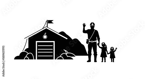 miner father, daughters, mine building, mountains family, work, home