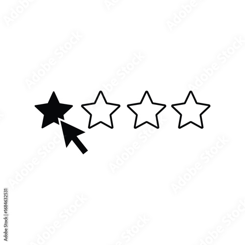 Mouse cursor indicating a single star selection for a low rating, representing poor customer feedback or dissatisfaction with a product or service evaluation