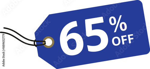 Sixty five percent off sale discount promotion retail offer tag