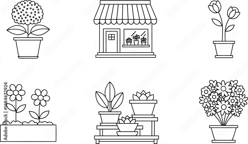 Fototapeta premium Vector illustration of flowers and plants for gardening shop