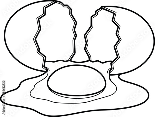 Cracked egg drawing outline illustration food breakfast yolk shell