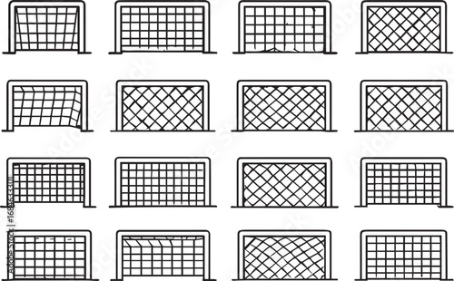 Soccer Goal Variations Line Art Collection
