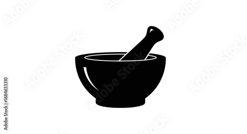 mortar and pestle herbal medicine, spice grinding, cooking icon