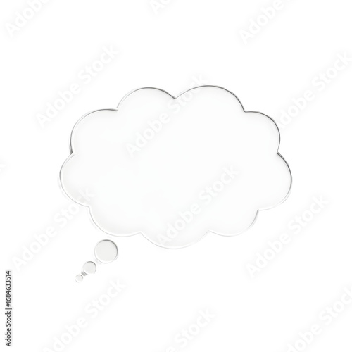 A blank white thought bubble or speech bubble, isolated on a transparent background, representing an idea or a concept