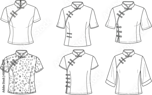 Shop chinese knot blouse designs cheongsam tops fashion sketch set