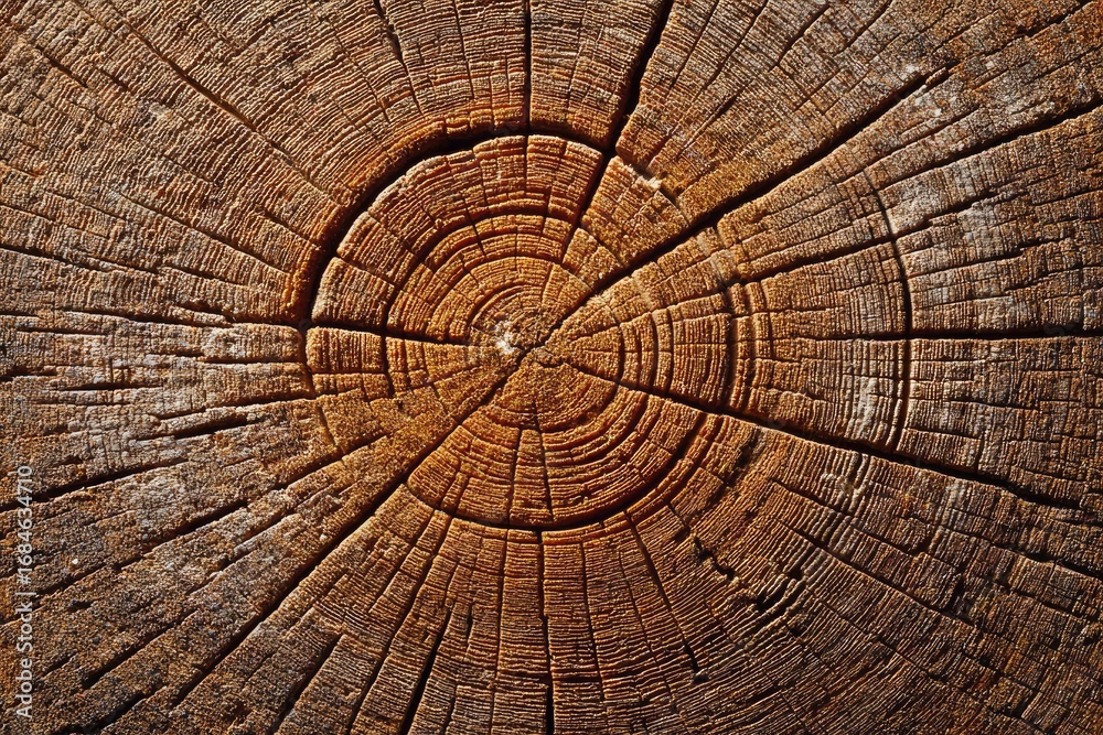 Naklejka premium Close-up of a weathered tree trunk cross-section