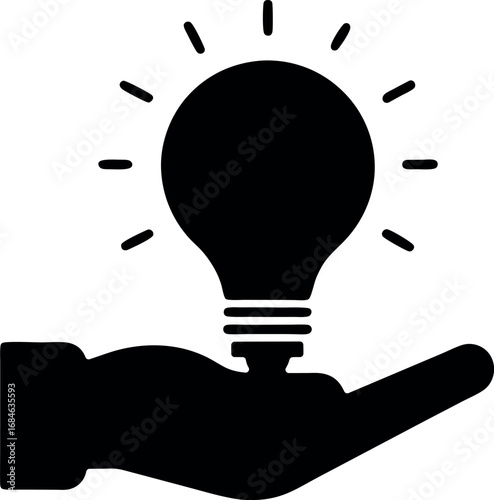 Take care of your idea .Hand holding a glowing lightbulb