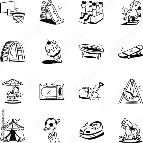 1.Collection of Playground Doodle Style Icons 
