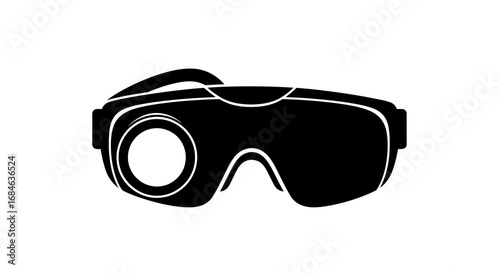 safety glasses icon, industrial protective eyewear, black silhouette, vision protection, welding goggles, secure vision equipment, professional safety gear