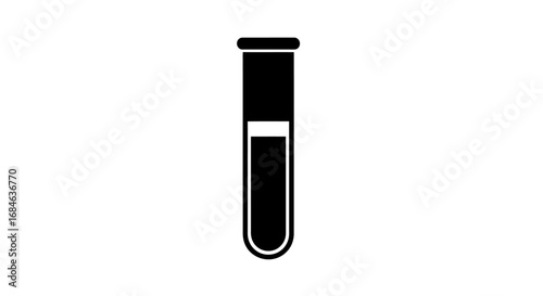 science experiment, lab test tube icon, black and white, simple graphic, medical research, chemistry, biology, liquid sample, science education, research, analysis
