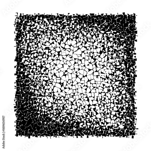 Abstract black and white mosaic pattern with varying density creating a textured visual effect design