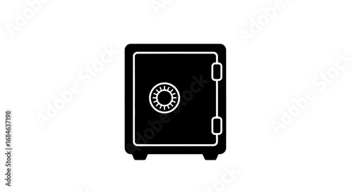 secure safety deposit box, steel safe icon, vault, protection, finance, banking, security, privacy, protection, confidential, secret, strongbox, safekeeping, reliable
