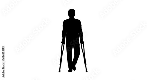 Wallpaper Mural silhouette of a man walking with crutches, disability, handicap, support, assistance Torontodigital.ca