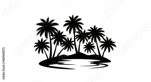silhouette palm trees island tropical paradise ocean summer vacation