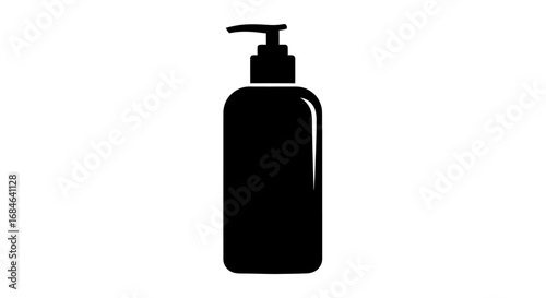 soap dispenser bottle pump icon, black silhouette, clean design, minimalist style, simple graphic