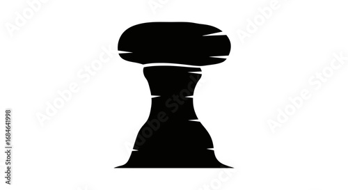 stylized mushroom illustration, simple black silhouette, toadstool clipart, fungal design element, nature graphic