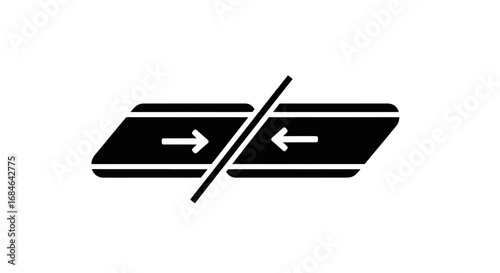 twoway arrows icon, opposite directions, diverging paths, conflicting choices, decisionmaking symbol, contrasting options, illustration