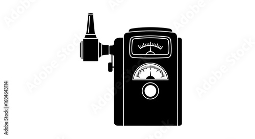 vintage breathalyzer device, retro alcohol tester, medical diagnostics tool, breath analyzer, police equipment, classic gadget, silhouette illustration