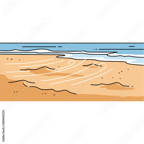 Vector graphics of sea and wind. This simple image can be used as a website banner, mobile app icon, or as a graphical element on any digital platform.