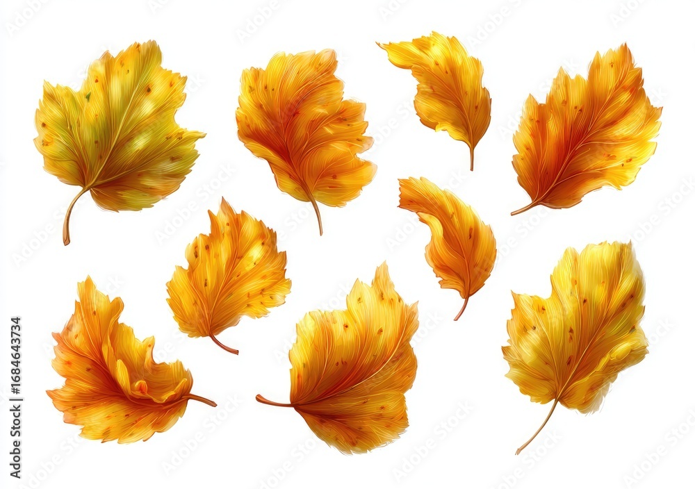 Obraz premium Autumn leaves, various shapes and tones