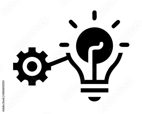 Gear and lightbulb icon representing innovation and mechanical ideas