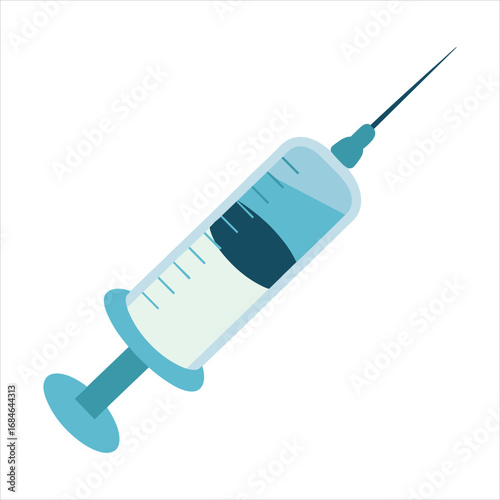 Medical Syringe with Blue Liquid and Needle on White Background healthcare medicine