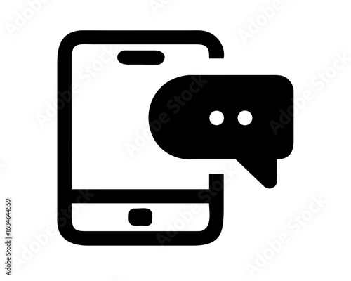 Digital Dialogue: A modern illustration of a smartphone, symbolizing connectivity, with a speech bubble suggesting communication and instant messaging.