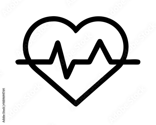 Vital Rhythm: A heart-shaped emblem interlaces with a rhythmic pulse line, symbolizing the core of life. This graphic resource embodies vitality and the essence of health.